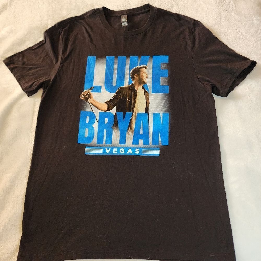 District Luke Bryan Vegas Concert Tshirt Black With Graphics Size Large
